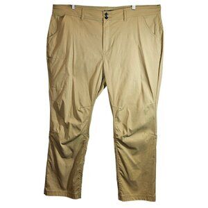 PrAna Womens 22W Khaki Pants Zipper Pocket roll tab Cuff hiking outdoor gorpcore